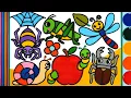Insects and Bugs Jelly Painting Coloring for Kids Toddlers Menggambar Dan Mewarnai laba-laba
