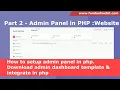 Part 2 How to setup admin panel in php Download admin dashboard template integrate in php