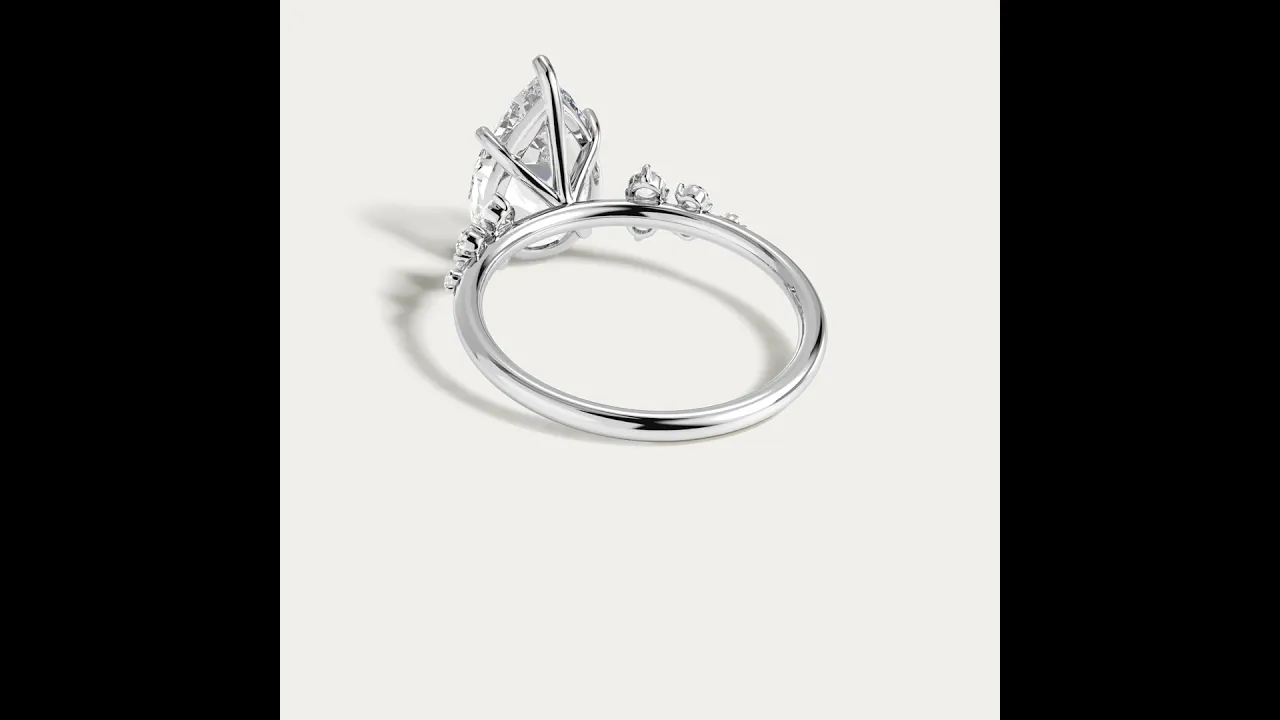 Sloane丨Pear Lab Diamond Engagement Ring with Floral Diamond Cluster Accents
