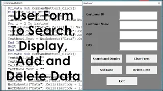 Excel VBA UserForm Search Display Add and Delete Data - Advanced UserForm Example