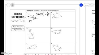 Unit 8 Trigonometry finding side lengths