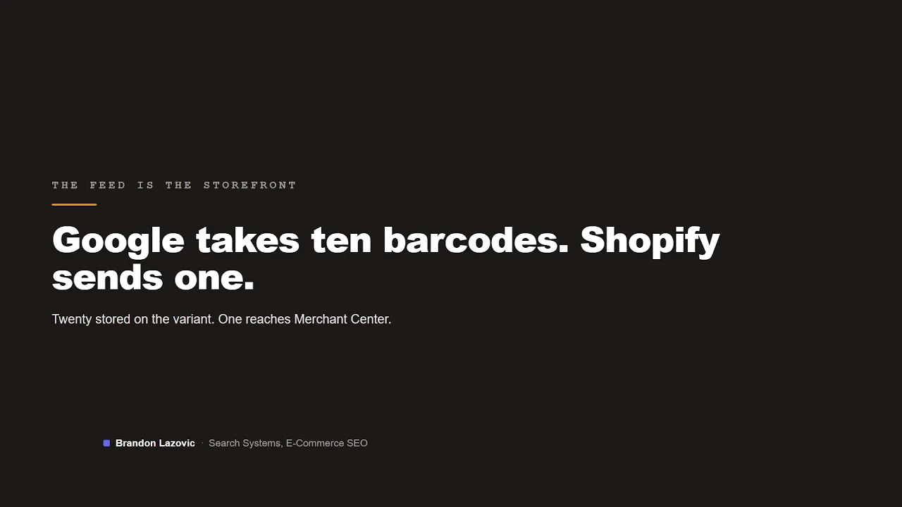 Video thumbnail: Google takes 10 barcodes. Shopify sends 1.