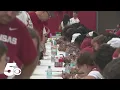 Fans meet Razorback football players