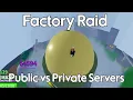 Factory Raid in Public Servers Vs Private Servers Blox Fruits
