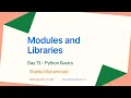 Lecture 13 Modules Libraries Custom Packages Python Ramzan Free Online Course in Pashto 2025