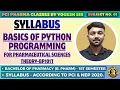 Basics of Python Programming for Pharmaceutical Sciences Syllabus BP101T B Pharmacy 1st Semester