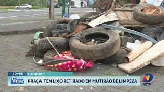 Blumenau: praça tem lixo retirado em mutirão de limpeza