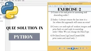 Python Tutorial for Beginners Quiz - 2 Solution python exercise solution