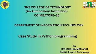 Case Study Python Programming SNS Institutions