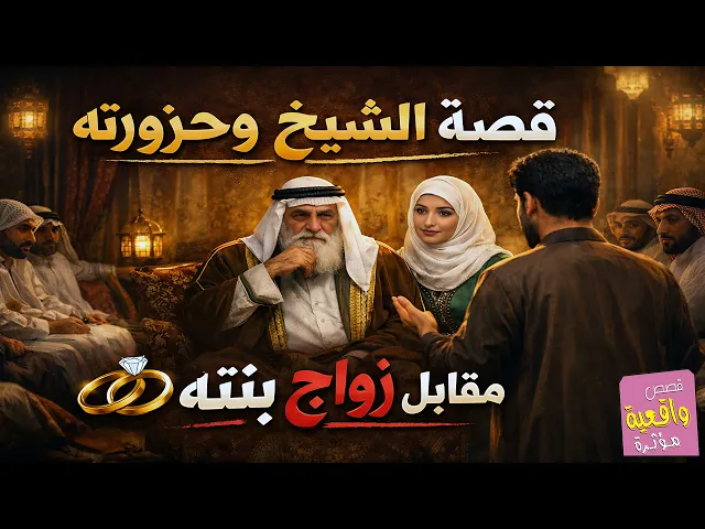 ⁣قصة الشيخ وحزورته مقابل زواج بنته !!! واحد من الجالسين خدعة وتزوجها ؟