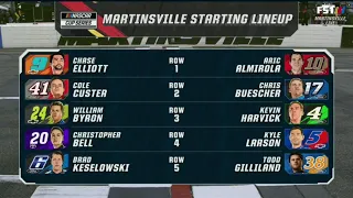 STARTING LINEUP FOR THE 2022 BLUE EMU MAXIMUM PAIN RELIEF 400 NASCAR CUP SERIES AT MARTINSVILLE