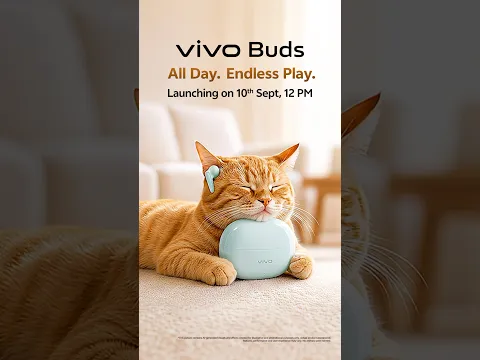 vivo Buds launching on 10th Sept, experience immersive sound, clear calls and 50H of battery