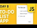 JavaScript To-Do List Tutorial - create display delete items Day 8