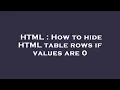 HTML How to hide HTML table rows if values are 0