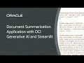 Document Summarization Application with OCI Generative AI and Streamlit