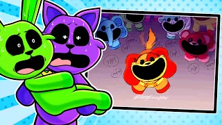 Catnap e Hoppy hopscotch REAGEM suas IMAGENS do Escape From Playtime