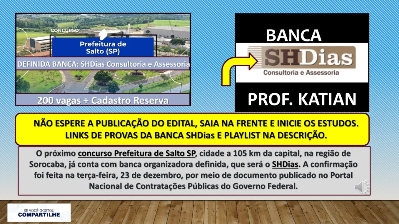 Em breve publicação do edital-Concurso Prefeitura Municipal de Salto/SP-200 vagas + Cadastro Reserva