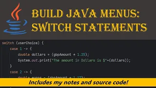 Build menus with switch and case statements Java tutorial for beginners