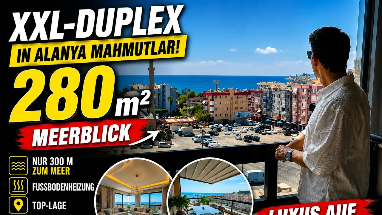 Sea-View 3+1 Duplex Apartment in Mahmutlar with sea view and residence permit suitable