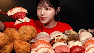 SUB)핵두툼한 초밥 먹방!🍣냉우동에 치즈 줄줄 돈까스까지 여름 막차 꿀조합 Sushi & Pork Cutlet Mukbang Asmr