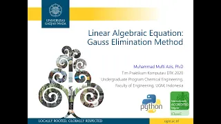 Python Programming for Chemical Engineers Gauss Elimination Method for Linear Algebraic System