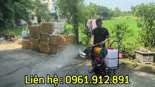 Chạy thử, báo giá MÁY PHUN THUỐC SÂU dạng xe đẩy siêu tiện lợi
