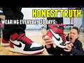 HONEST TRUTH JORDAN 1 BLACK TOE REIMAGINE WEARING EVERYDAY FOR 30 DAYS SIZING COMFORT DURABILITY