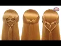 Download Lagu Simple Heart Hairstyles | 3 Different Half Up Half Down Hairstyles | Open Hair Hairstyle Easy