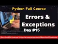 Exceptions and types of exception in Python Day 15 Python tutorial