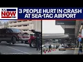 Seattle airport crash 3 hurt including child after car crash in departures area LiveNOW from FOX