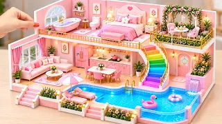 🎀✨ Build a Pink Barbie Miniature House with Giant Rainbow Water Slide & Pool ❤️ | 핑크 미니 돌하우스 DIY