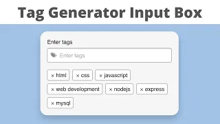 Create Custom Tags Generator Input Box using HTML CSS JavaScript
