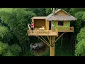 Young Woman Finishes Her Mysterious Bamboo House on a Single Pillar | Wild Survival Off Grid