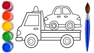 How to draw easy cute car carrier truck | easy drawing step by step 