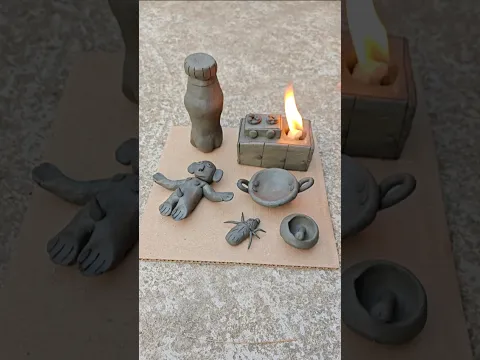 kitchen Chulha Mud Clay Set Relaxing Toys With Women #shorts