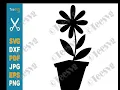 Free Black Flower CLIPART With Pot PNG JPG SVG Image - Simple Plant Dark Floral Art Vector