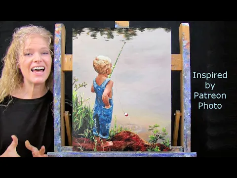 Download MP3 GONE FISHING-Learn How to Draw and Paint with Acrylics-Easy Paint and Sip at Home Beginner Tutorial