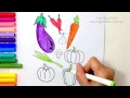 Vegetables coloring for children learning colors Learning name of fruits