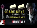 Resident Evil 2 Finding Both SPARE KEYS Diamond Key All Portable Safe Locations
