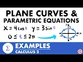 Intro to Plane Curves Parametric Equations Examples Calculus 2 - JK Math