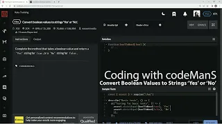 Codewars 8 kyu Convert Boolean Values to Strings Yes or No Javascript