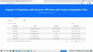 Angular 12 Datatable with Dynamic API Data with Custom Datepicker Filter