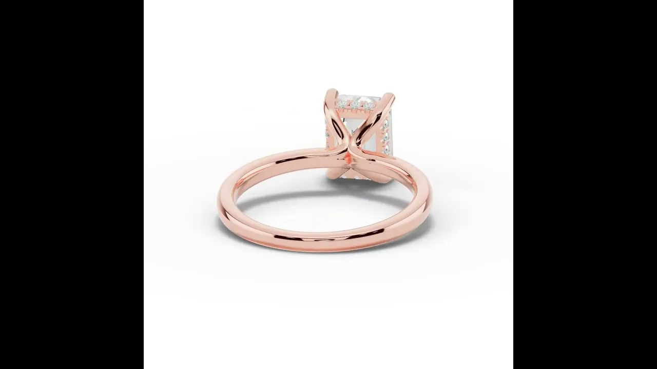 Emerald Cut Lustre Hidden Halo Solitaire
