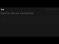 How to throw exception