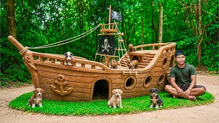I Built a Giant Pirate Ship Dog House for Rescued Puppies! 🏴‍☠️🐶