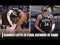 Giannis Antetokounmpo limps off court late as Bucks fall short at the buzzer NBA on ESPN