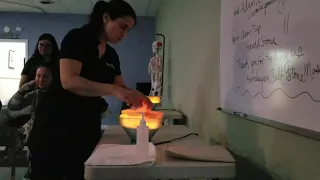 Hand Stone visits our Night Class to demo Himalayan Salt Stone Massage