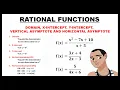 RATIONAL FUNCTIONS DOMAIN X-INTERCEPT Y-INTERCEPT VETICAL ASYMPTOTE AND HORIZONTAL ASYMPTOTE