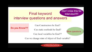 Final keyword interview questions and answers Final keyword in java