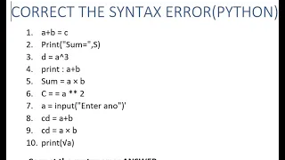Find the Syntax Error if any in Python For Class 6 7 Beginner s Guide